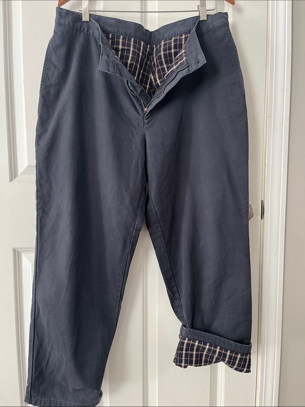 LL Bean Natural Fit Flannel Lined Chino Pants Mens Size 37x30 blue, VTG